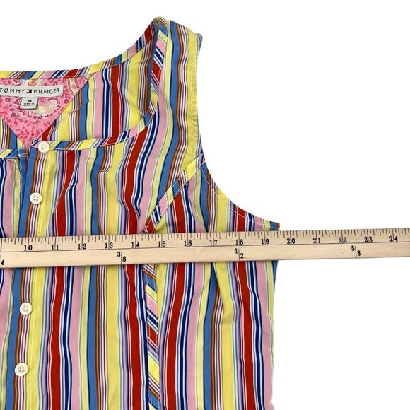 Tommy Hilfiger Womens 90s Multicolor Striped Sleeveless Button-Down Top Size 16 - Picture 3 of 6